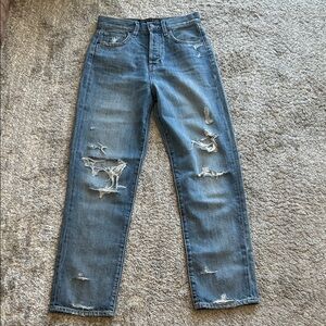 Veronica Beard Blake Classic Straight Leg Clearwater Distressed Jeans 25 NWOT